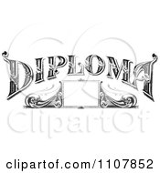Clipart Retro Black And White Vintage Diploma Frame And Text Royalty Free Vector Illustration