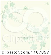 Poster, Art Print Of Beige And Green Blossom Floral Invitation Background With Swirl Rules