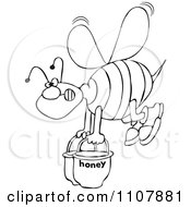 Poster, Art Print Of Outlined Bee Carrying Heavy Buckets Of Honey