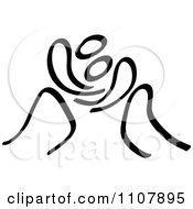 Clipart Black And White Stick Drawing Of Wrestlers Royalty Free Vector Illustration by Zooco #COLLC1107895-0152