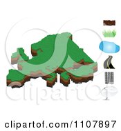 Poster, Art Print Of European Map With Dirt Grass Water Road Tire Tracks And Messenger Icons