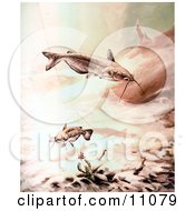 Poster, Art Print Of Channel Catfish Swimming By A Crawdad And Fishing Hook