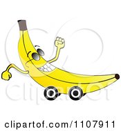 Clipart Happy Banana On Wheels Royalty Free Vector Illustration by Andrei Marincas