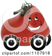 Clipart Happy Tomato On Wheels Royalty Free Vector Illustration