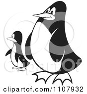 Clipart Black And White Parent And Baby Penguin Royalty Free Vector Illustration by Lal Perera