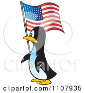 Poster, Art Print Of American Penguin Carrying A Usa Flag