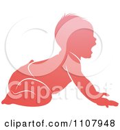 Clipart Pink Baby On All Fours Royalty Free Vector Illustration