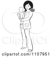 Poster, Art Print Of Outlined Mother With A Baby