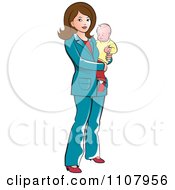 Poster, Art Print Of Brunette Mother With A Baby