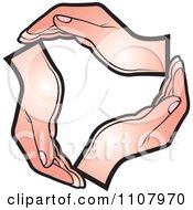 Clipart Circle Of Three Human Hands Royalty Free Vector Illustration