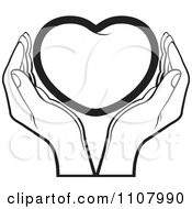 Poster, Art Print Of Black And White Hands Holding A Heart