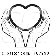 Clipart Black And White Hands Holding A Heart Royalty Free Vector Illustration