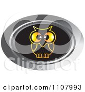 Poster, Art Print Of Oval Silver Gold And Black Owl Icon