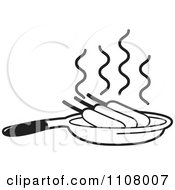 Clipart Black And White Corn Dogs Frying In A Pan Royalty Free Vector Illustration