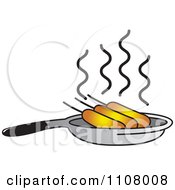 Clipart Corn Dogs Frying In A Pan Royalty Free Vector Illustration