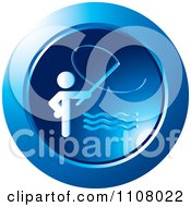 Clipart Round Blue Fishing Icon Royalty Free Vector Illustration by Lal Perera