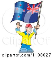Happy Man Holding A New Zealand Flag