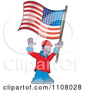 Poster, Art Print Of Happy Black Man Holding An American Flag