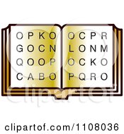 Poster, Art Print Of Golden Open Book With Letters