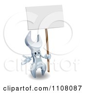 Poster, Art Print Of 3d Spanner Wrench Character With A Sign