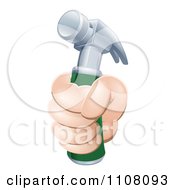 Clipart Hand Holding A Hammer With A Green Handle Royalty Free Vector Illustration