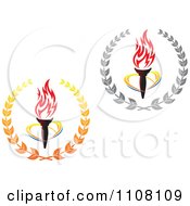 Clipart Olympic Torches With In Laurels Royalty Free Vector Illustration