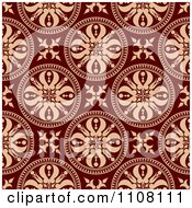 Poster, Art Print Of Seamless Tan And Maroon Floral Circle Pattern
