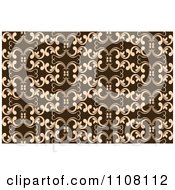 Clipart Seamless Tan And Brown Ornate Pattern With Vines Royalty Free Vector Illustration