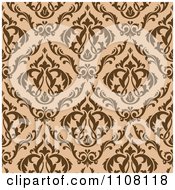 Clipart Seamless Tan And Brown Ornate Floral Diamond Pattern Royalty Free Vector Illustration