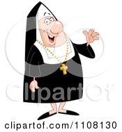 Clipart Friendly Nun Waving Royalty Free Vector Illustration