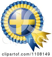 Poster, Art Print Of Shiny Sweden Flag Rosette Bowknots Medal Award