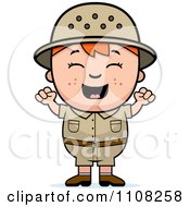 Poster, Art Print Of Happy Red Haired Safari Boy Cheering