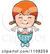 Clipart Happy Red Haired Mermaid Girl Royalty Free Vector Illustration