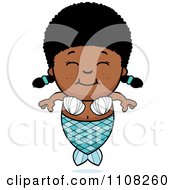 Clipart Happy Black Mermaid Girl Royalty Free Vector Illustration