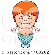 Clipart Angry Red Haired Mermaid Boy Royalty Free Vector Illustration by Cory Thoman