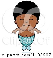 Clipart Happy Black Mermaid Boy Royalty Free Vector Illustration