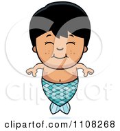 Clipart Happy Asian Mermaid Boy Royalty Free Vector Illustration by Cory Thoman