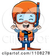Poster, Art Print Of Happy Red Haired Scuba Boy Cheering