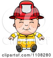 Poster, Art Print Of Happy Fire Fighter Boy Sitting