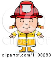 Clipart Happy Red Haired Fire Fighter Girl Royalty Free Vector Illustration
