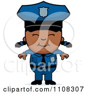 Clipart Happy Black Police Girl Royalty Free Vector Illustration
