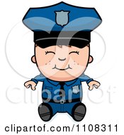 Poster, Art Print Of Happy Police Boy Sitting