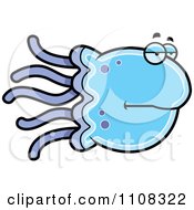 Clipart Bored Blue Jellyfish Royalty Free Vector Illustration by Cory Thoman