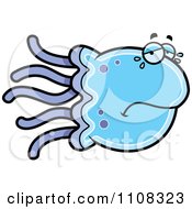 Clipart Crying Blue Jellyfish Royalty Free Vector Illustration by Cory Thoman