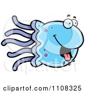 Clipart Hungry Blue Jellyfish Royalty Free Vector Illustration by Cory Thoman