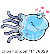 Clipart Amorous Blue Jellyfish Royalty Free Vector Illustration by Cory Thoman