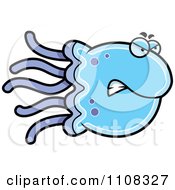 Clipart Angry Blue Jellyfish Royalty Free Vector Illustration by Cory Thoman