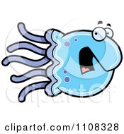 Clipart Scared Blue Jellyfish Royalty Free Vector Illustration by Cory Thoman