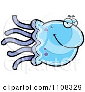 Clipart Sly Blue Jellyfish Royalty Free Vector Illustration by Cory Thoman