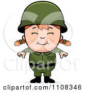 Clipart Happy Red Haired Army Girl Royalty Free Vector Illustration